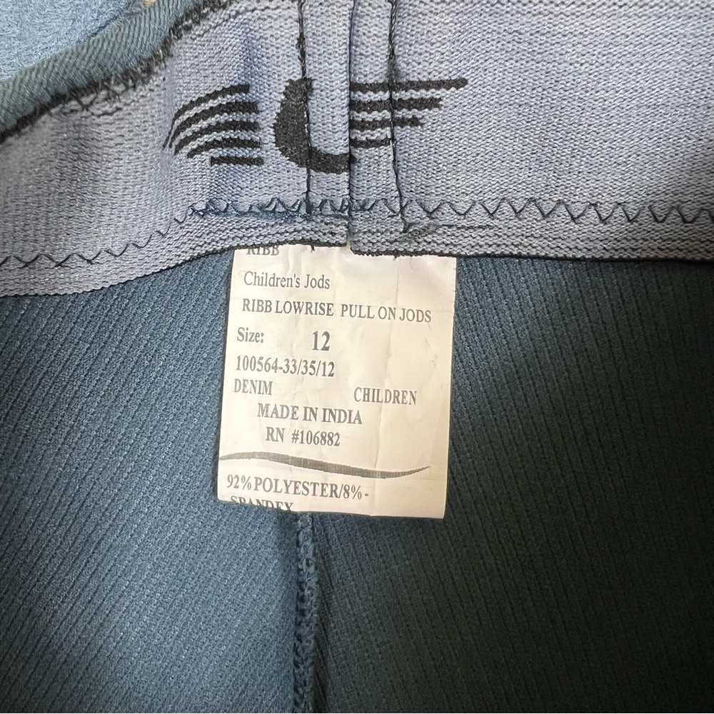 Tuffrider Ribb Low Rise Pull On Jods Breeches Equestrian Riding Blue - Picture 7 of 7